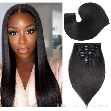 Wholesale 100% Real Remy Seamless Clip-In Hair Extensions, Cuticle Aligned Human Hair Clip In Hair Extension